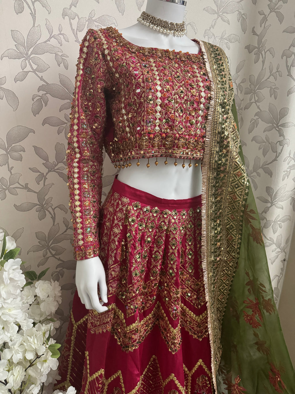 GUL BADAN-3 piece Embroidered Pakistani bridal Lehenga choli