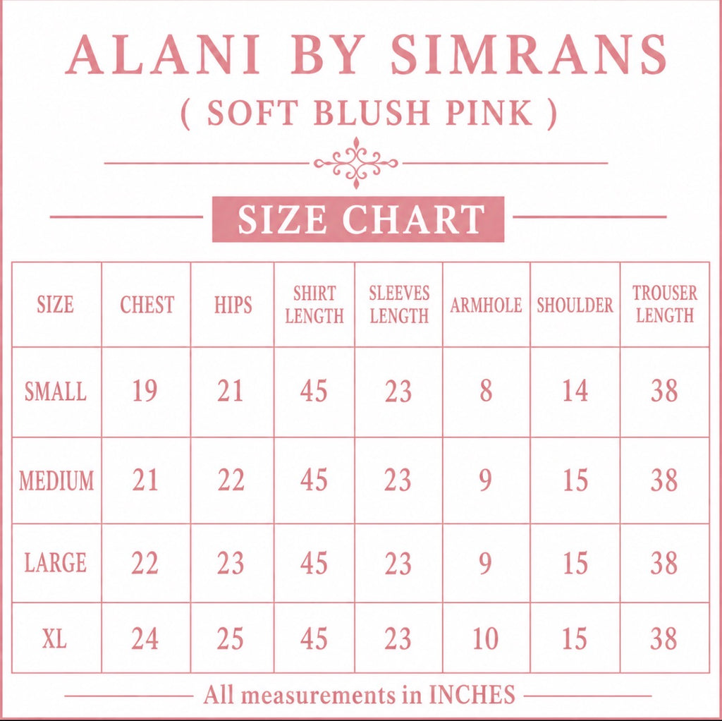 ALANI Blush Pink- 3 pieces Embroidered chiffon Suit