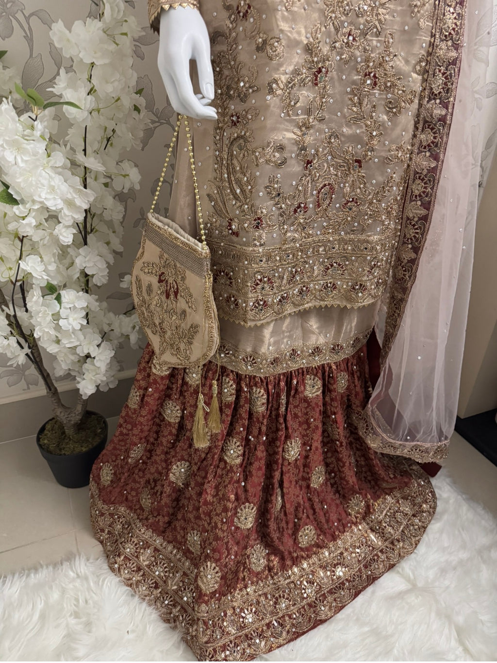 AMAIRA-3 pieces heavy Embroidered Masoori Gharara Suit