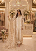 NUREH- 3 pieces heavy embroidered soft organza suit