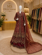 MOHABBAT- 3 pieces heavy embroidered soft organza dress