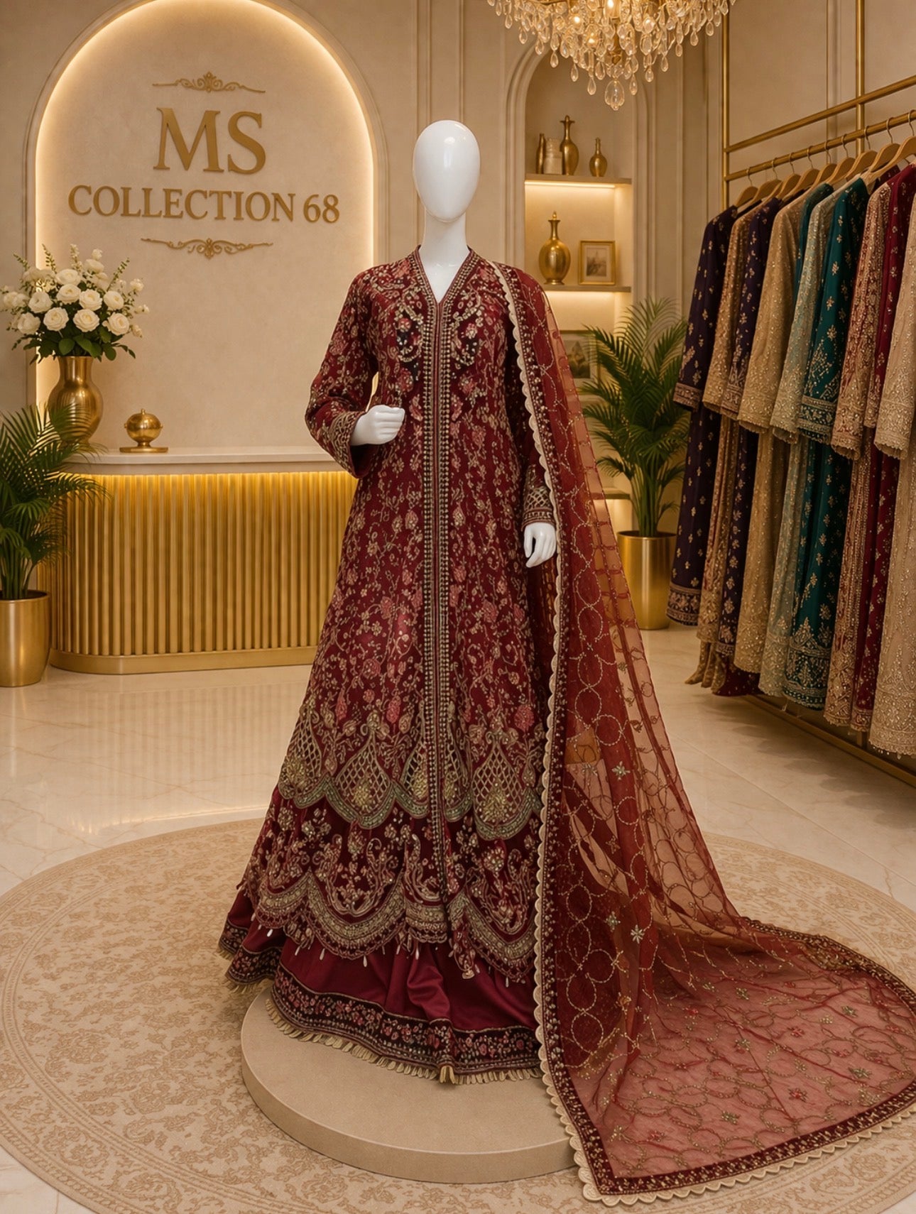 MOHABBAT- 3 pieces heavy embroidered soft organza dress