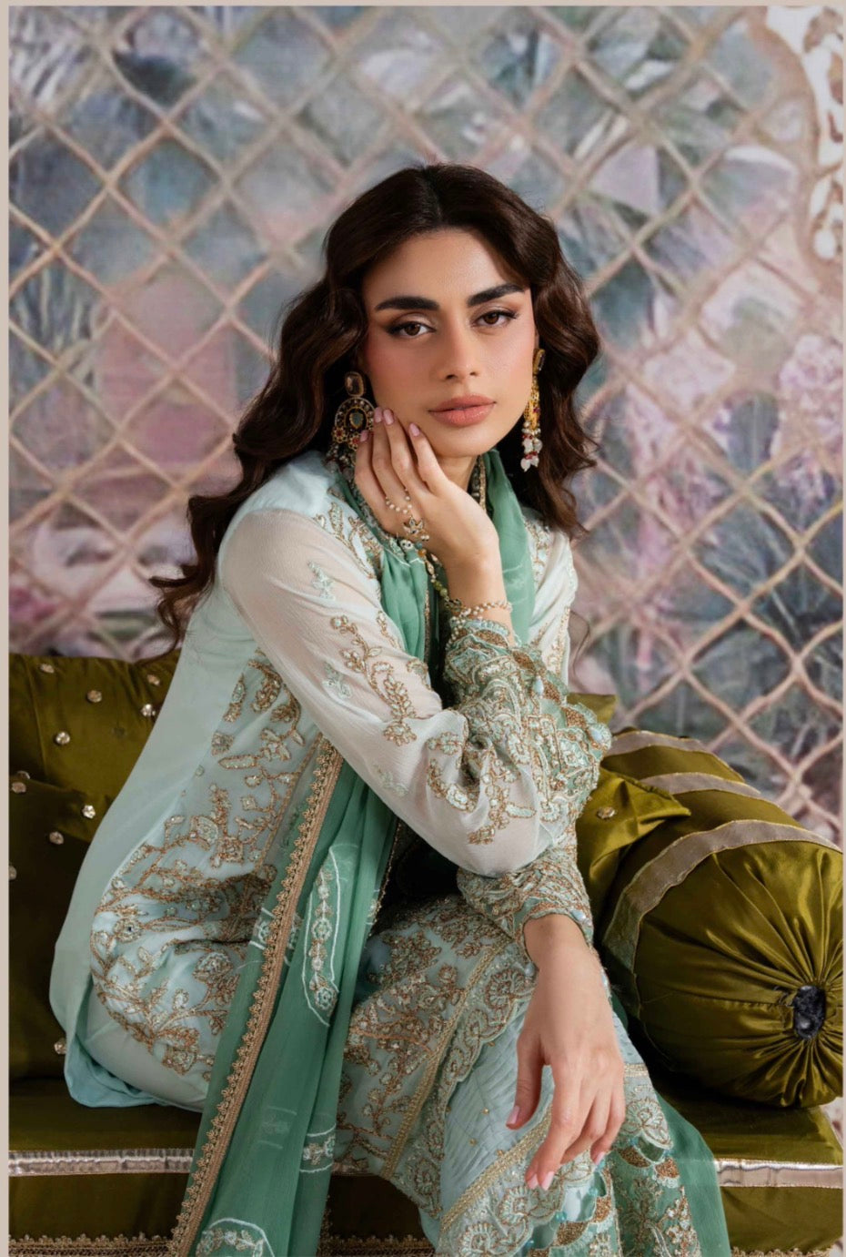 ALANI Mint Green- 3 pieces Embroidered chiffon Suit