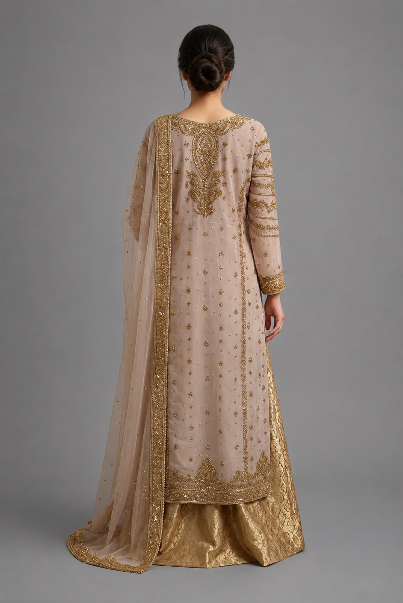 NAZLEEN- 3 piece embroidered Chiffon Suit