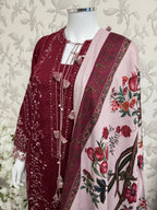 HUSN-E-EID  3 pieces Embroidered viscose suit
