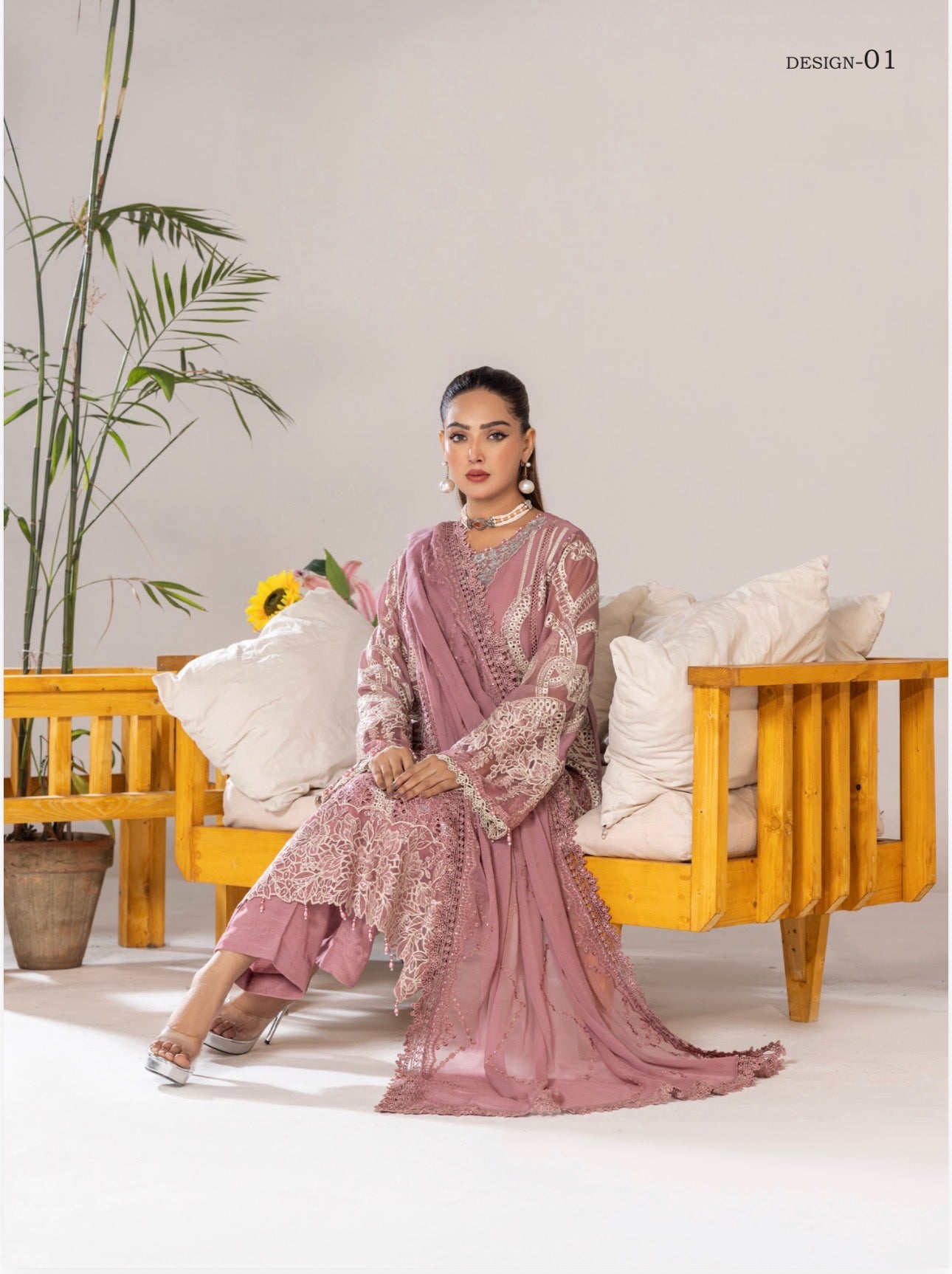 SONIYA-3 piece Embroidered Chiffon Suit
