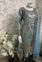 AMAIRA-3 pieces heavy Embroidered Masoori Gharara Suit