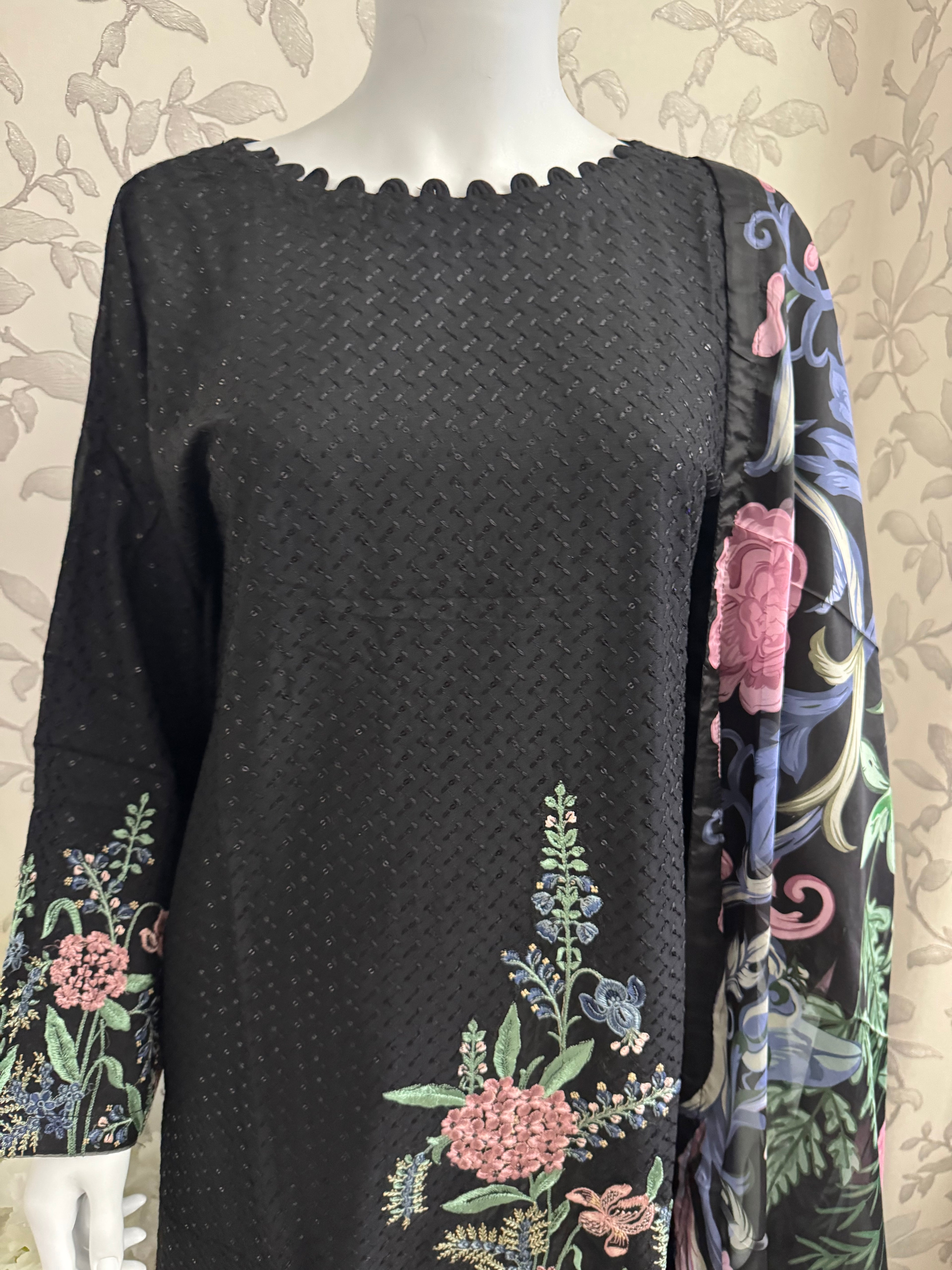 M Prints 2B inspired Embroidered 3-Piece Suit | Pakistani Designer Dress