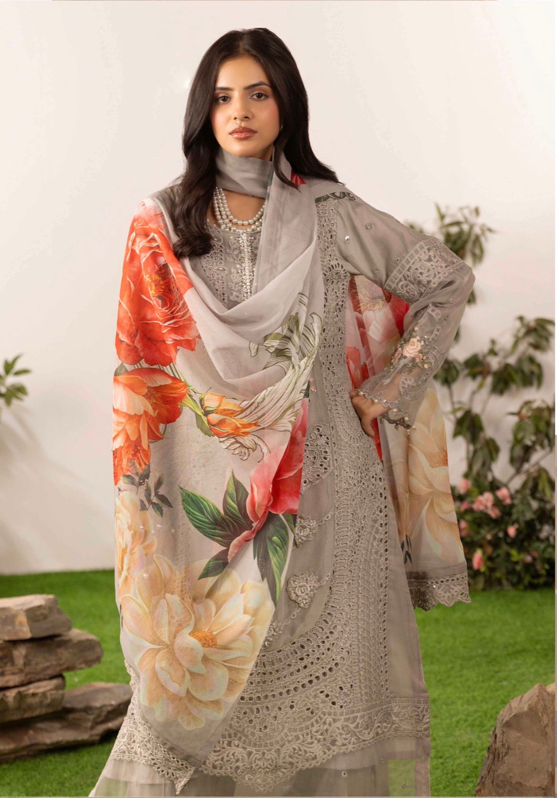 ELYSIA - 3 piece Embroidered Chiffon Suit