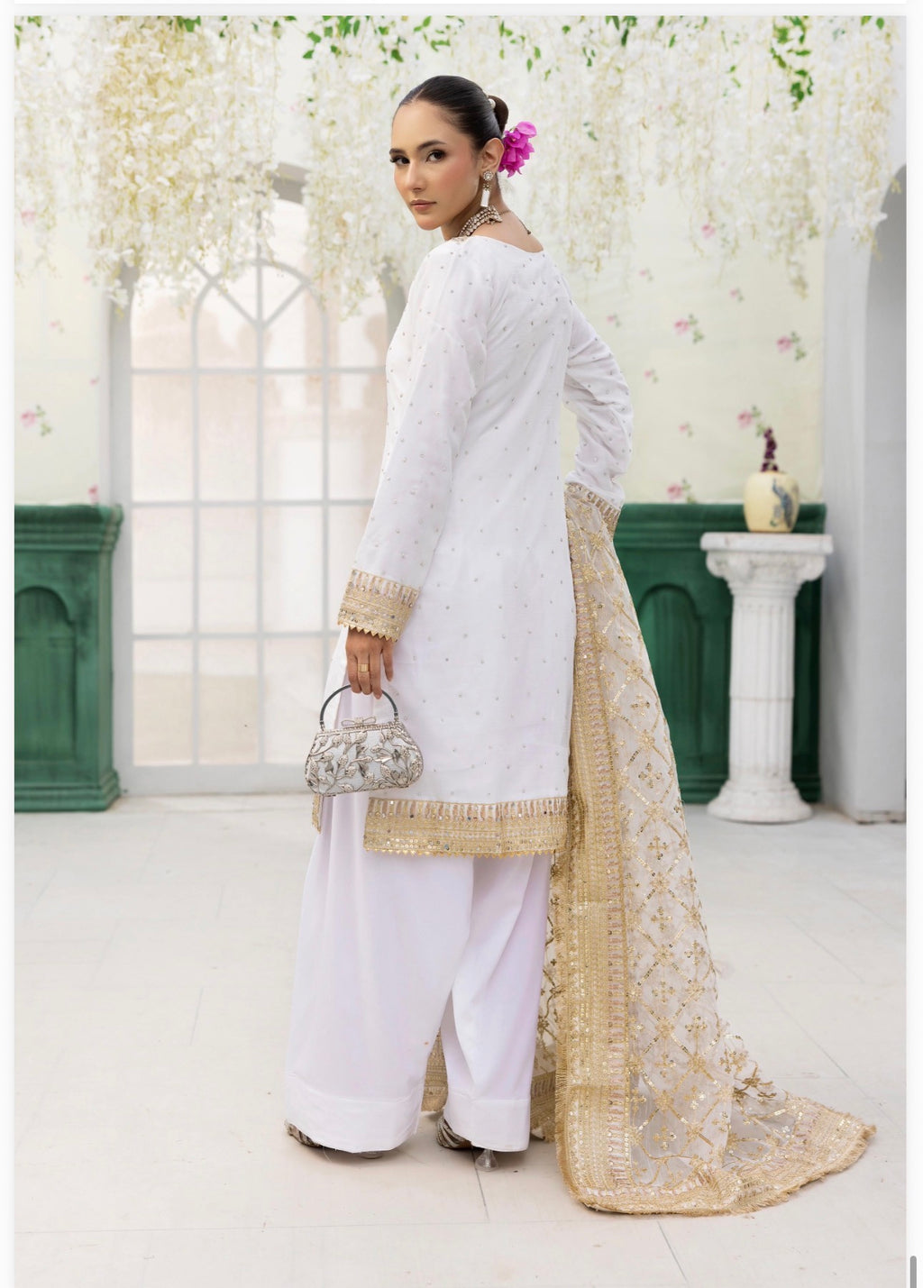 HAYA- 3 pcs embroidered chiffon suit with heavy embroidered organza duppatta