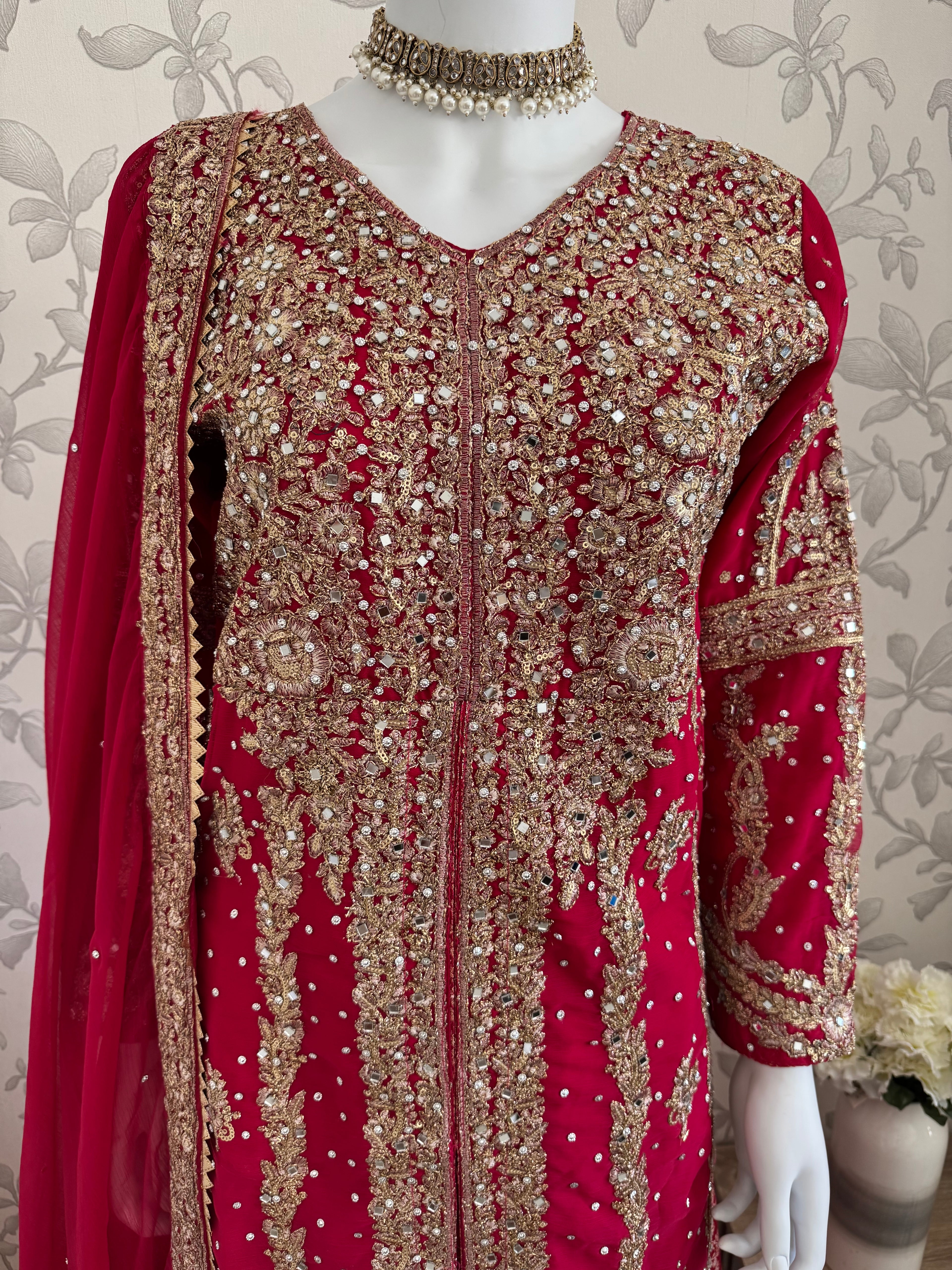 AFREEN - 3 piece embroidered Chiffon wedding Suit