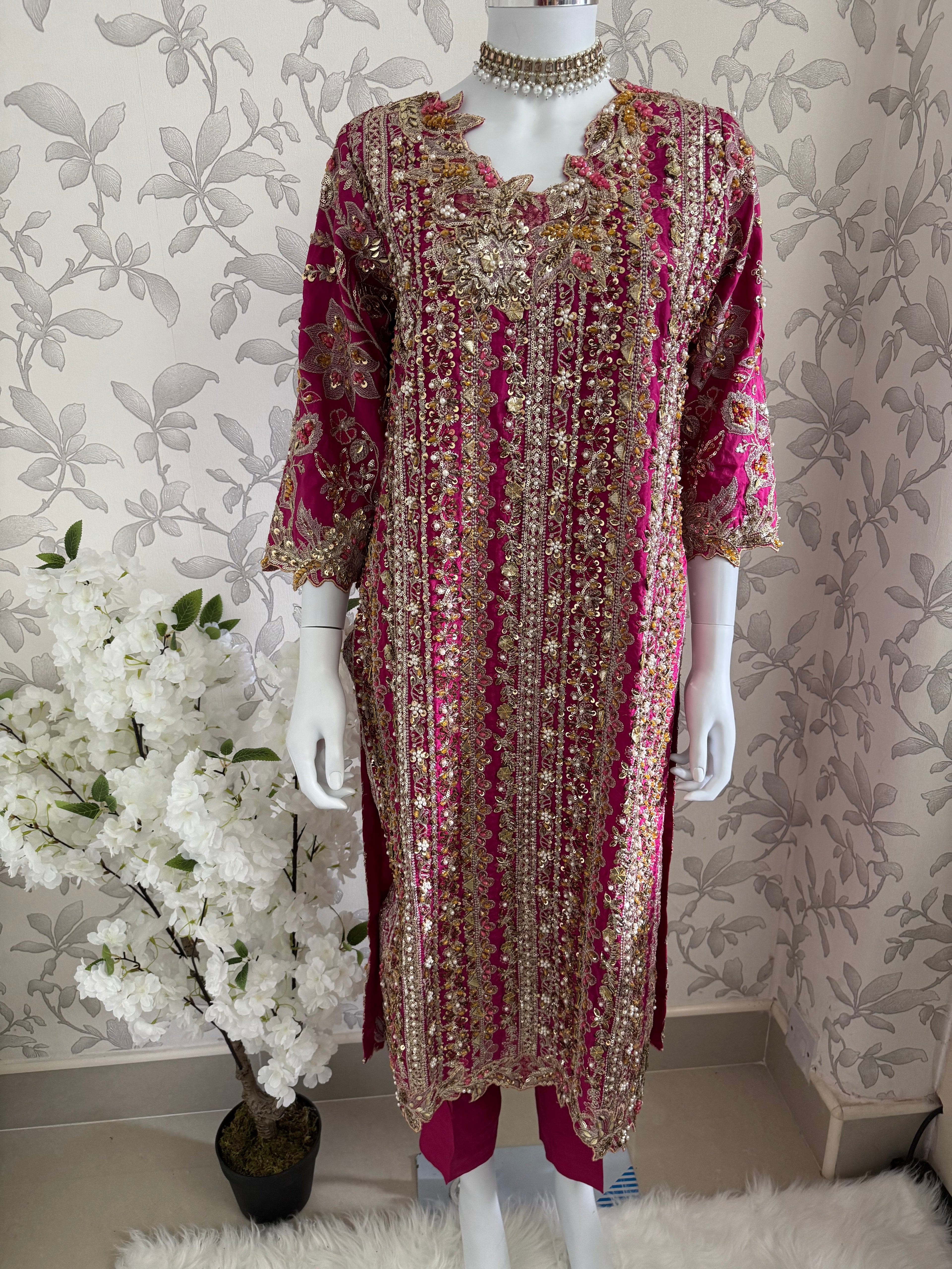 SAFINA- 3 pieces heavy Embroidered silk Suit