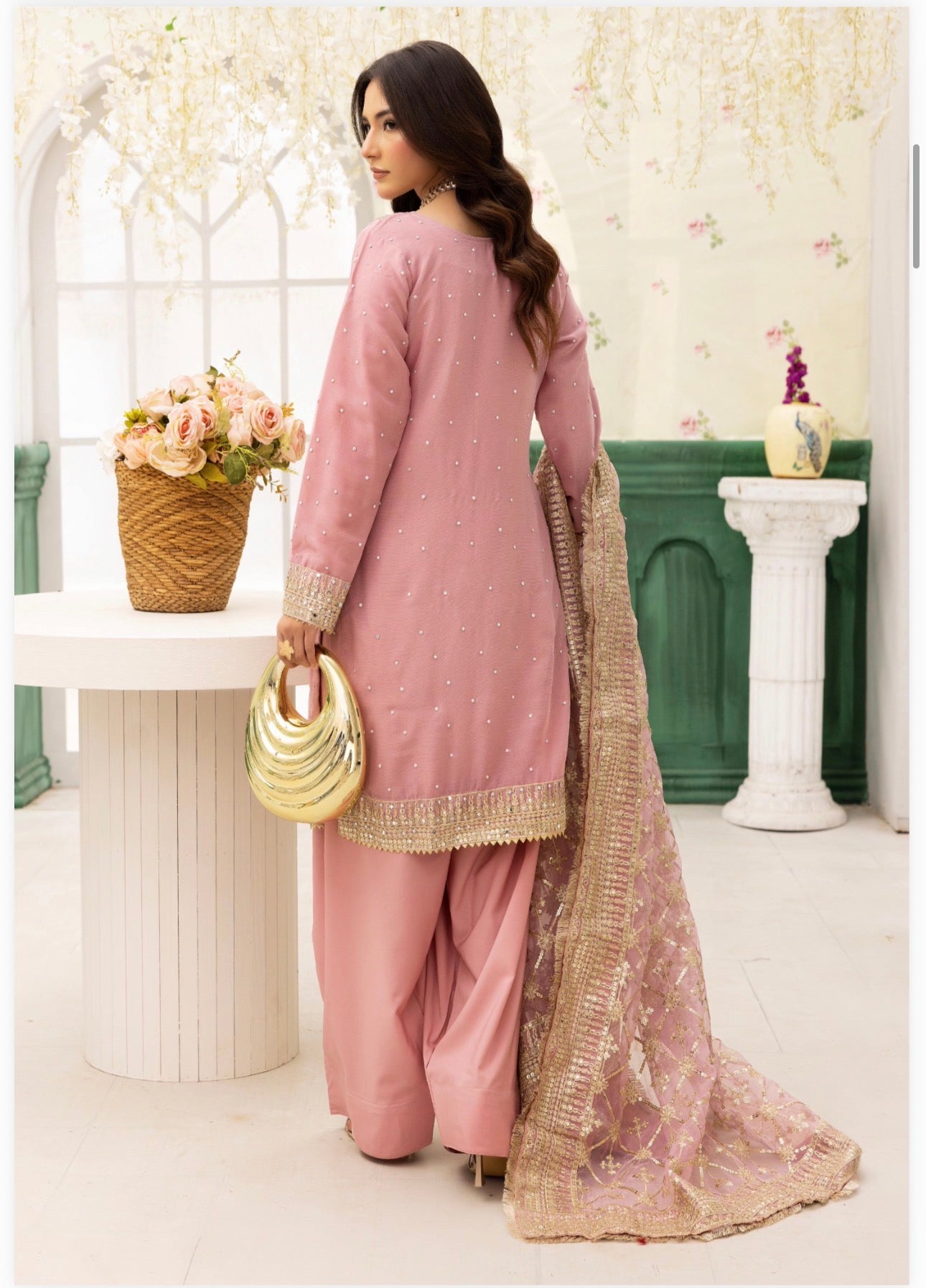 HAYA- 3 pcs embroidered chiffon suit with heavy embroidered organza duppatta