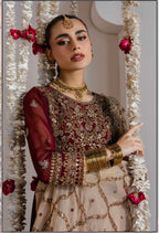 ALANI Royal Maroon- 3 pieces heavy embroidered chiffon Maxi Dress