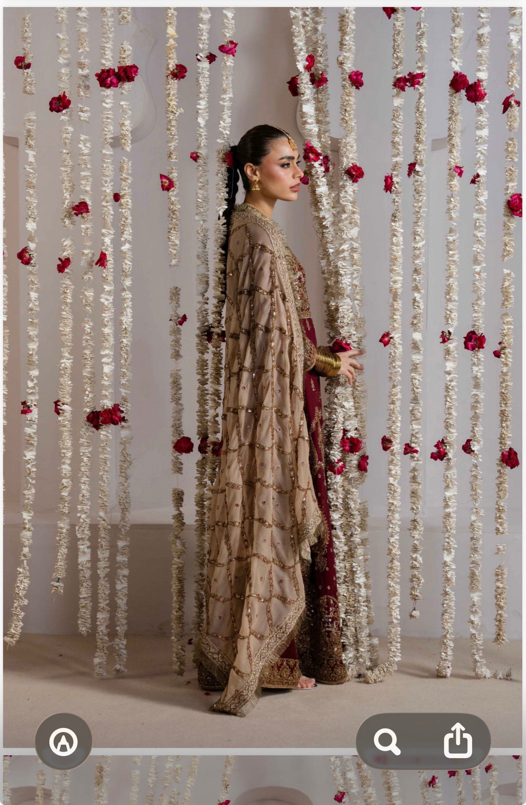ALANI Royal Maroon- 3 pieces heavy embroidered chiffon Maxi Dress