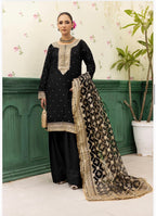 HAYA- 3 pcs embroidered chiffon suit with heavy embroidered organza duppatta