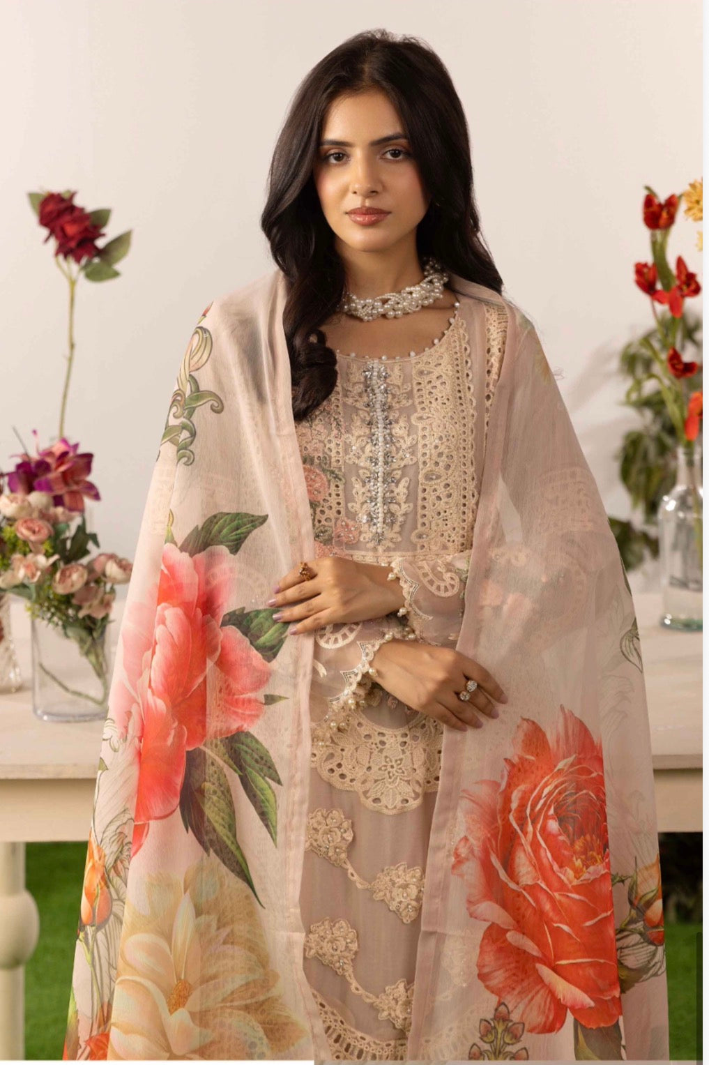 ELYSIA - 3 piece Embroidered Chiffon Suit