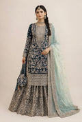 MAAYA - 3 piece Heavy Embroidered Chiffon Gharara suit