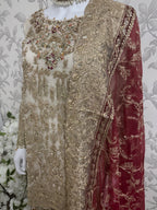 DULHAN - 3 pieces heavy Embroidered Net Pakistani wedding Gharara Suit