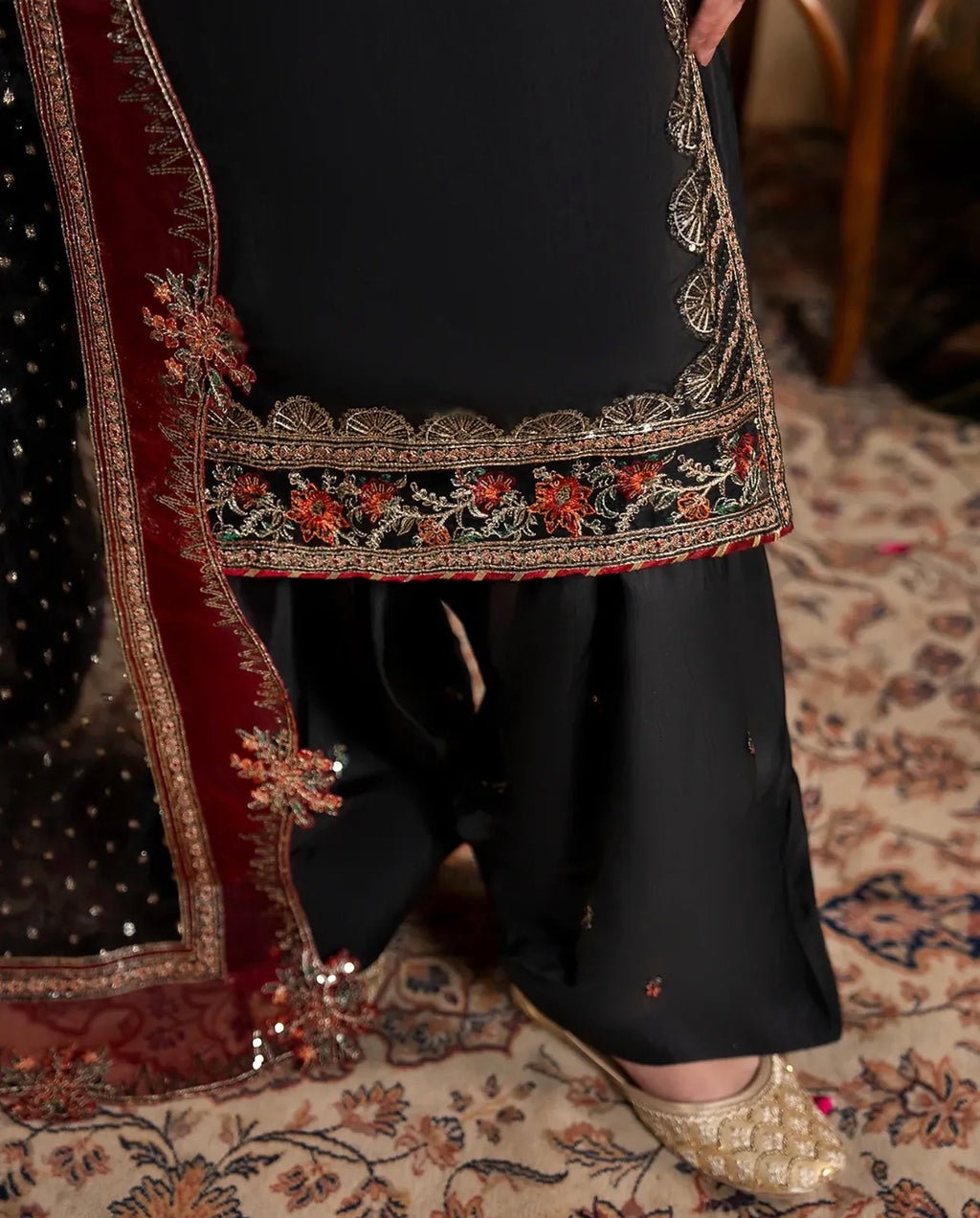 CHAAND RAAT- 3 piece Embroidered Raw Silk Suit