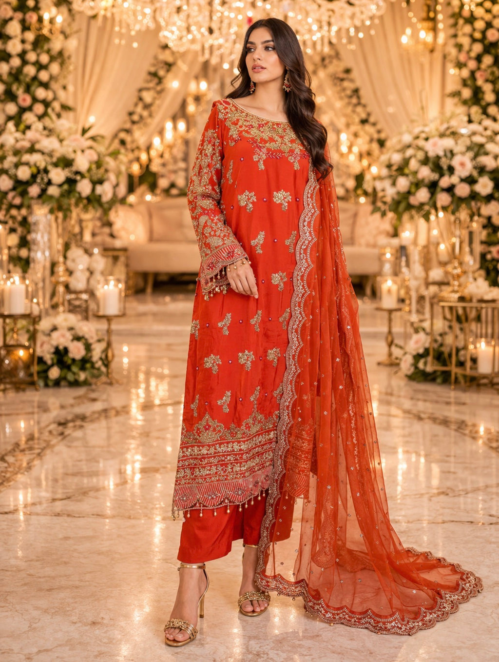 MARIGOLD-3 pieces heavy embroidered silk suit