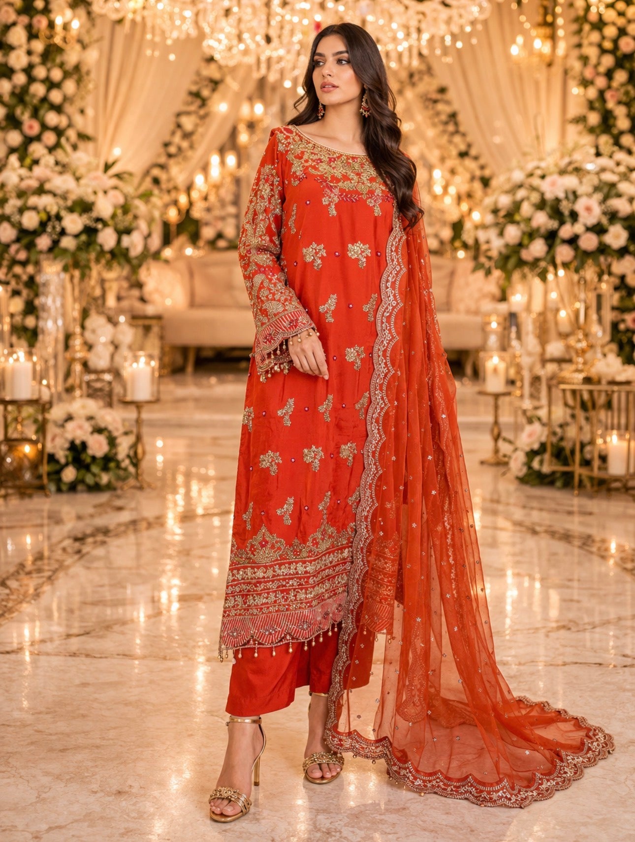MARIGOLD-3 pieces heavy embroidered silk suit