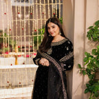 MAHVEER- 3 pieces Heavy Embroidered VELVET FARSHI GHARARA suit