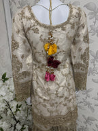 DULHAN - 3 pieces heavy Embroidered Net Pakistani wedding Gharara Suit