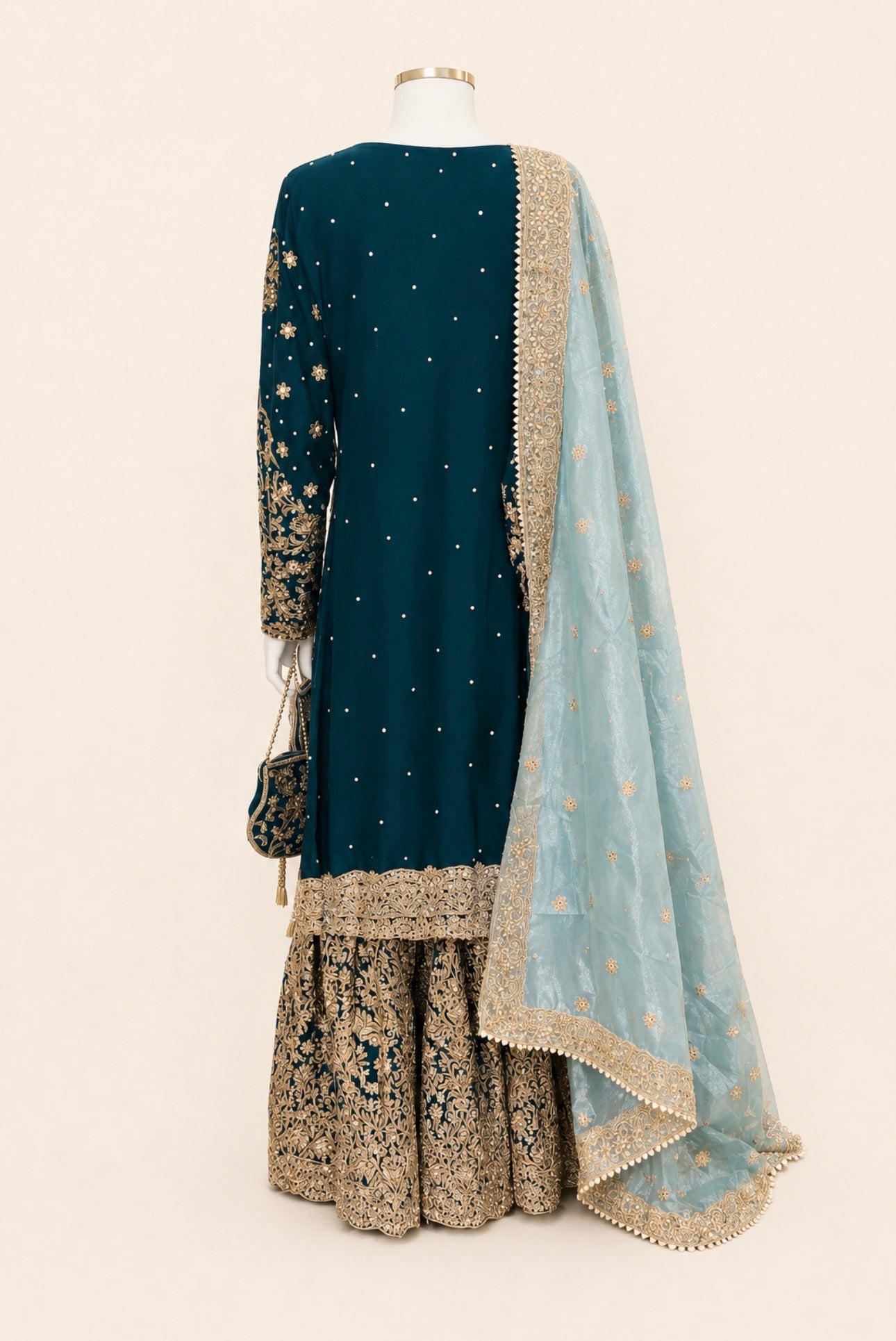 MAAYA - 3 piece Heavy Embroidered Chiffon Gharara suit