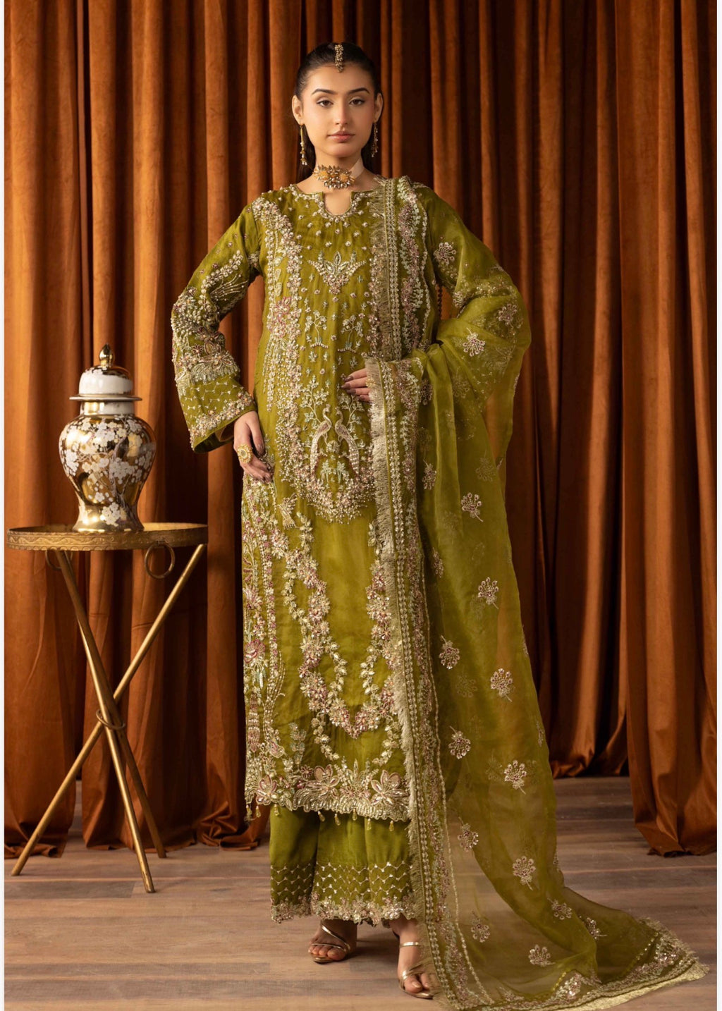 SANGEET- 3 piece heavy Embroidered soft organza Suit