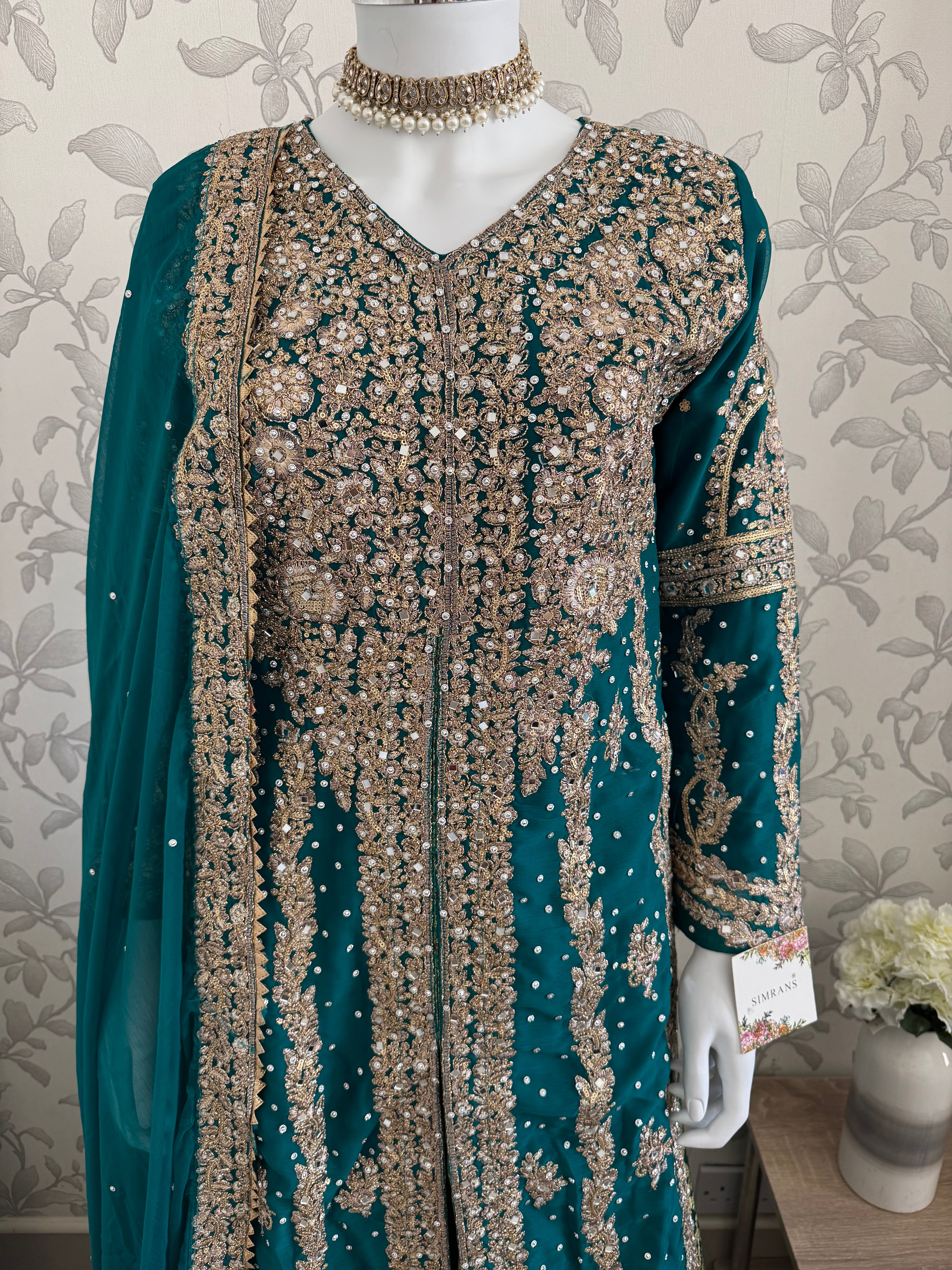 AFREEN - 3 piece embroidered Chiffon wedding Suit