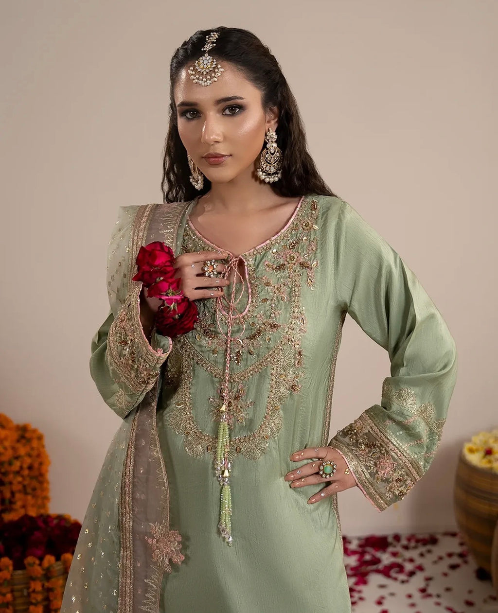 CHAAND RAAT- 3 piece Embroidered Raw Silk Suit