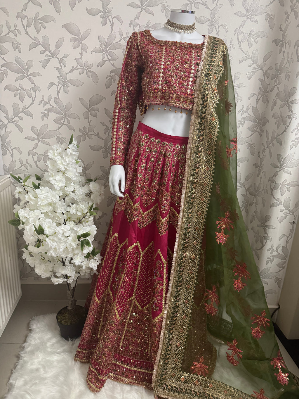 GUL BADAN-3 piece Embroidered Pakistani bridal Lehenga choli