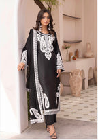 ALMILA- 3 pieces Embroidered Dhanak Suit