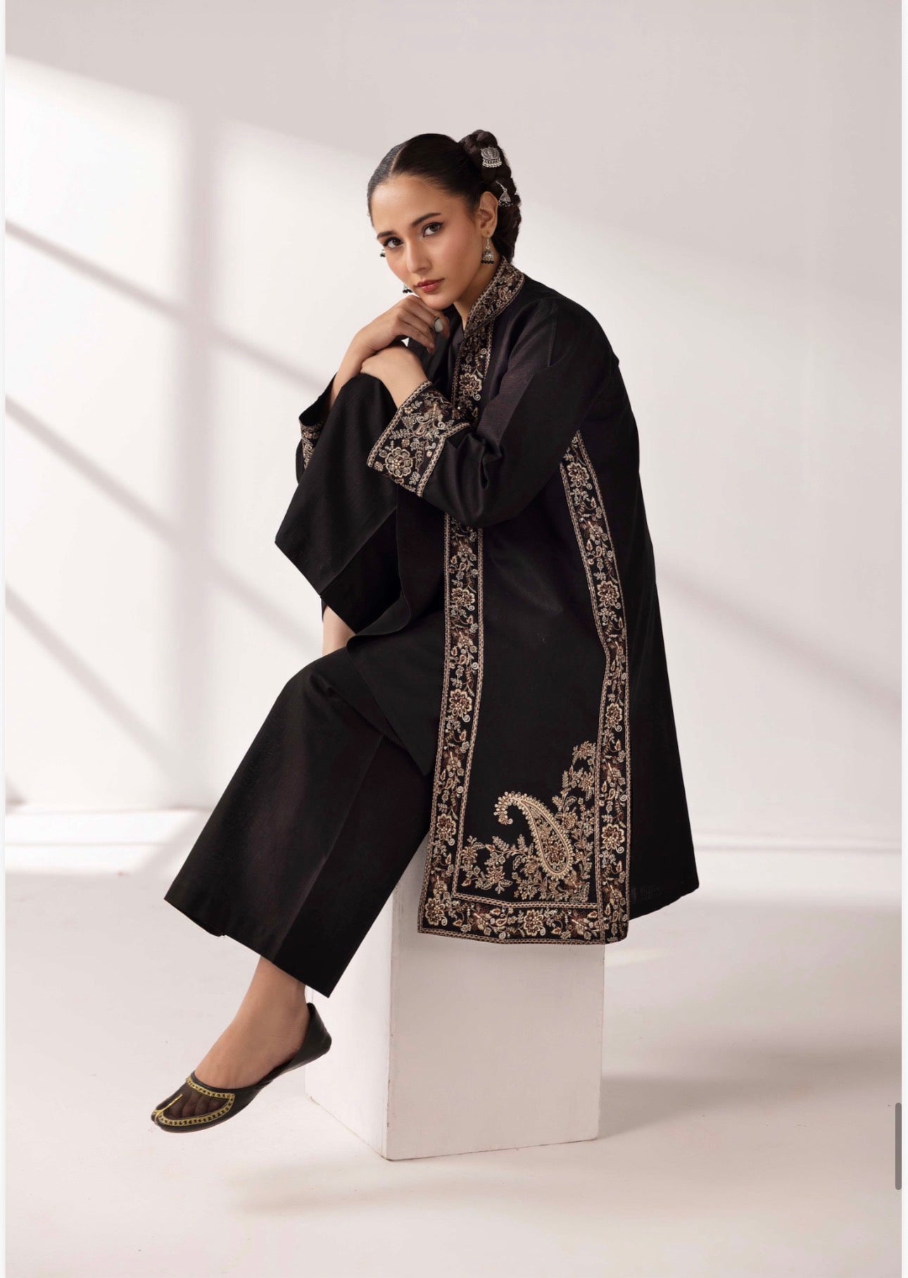 MB Lux- 4 piece Embroidered khadder Jacket Suit