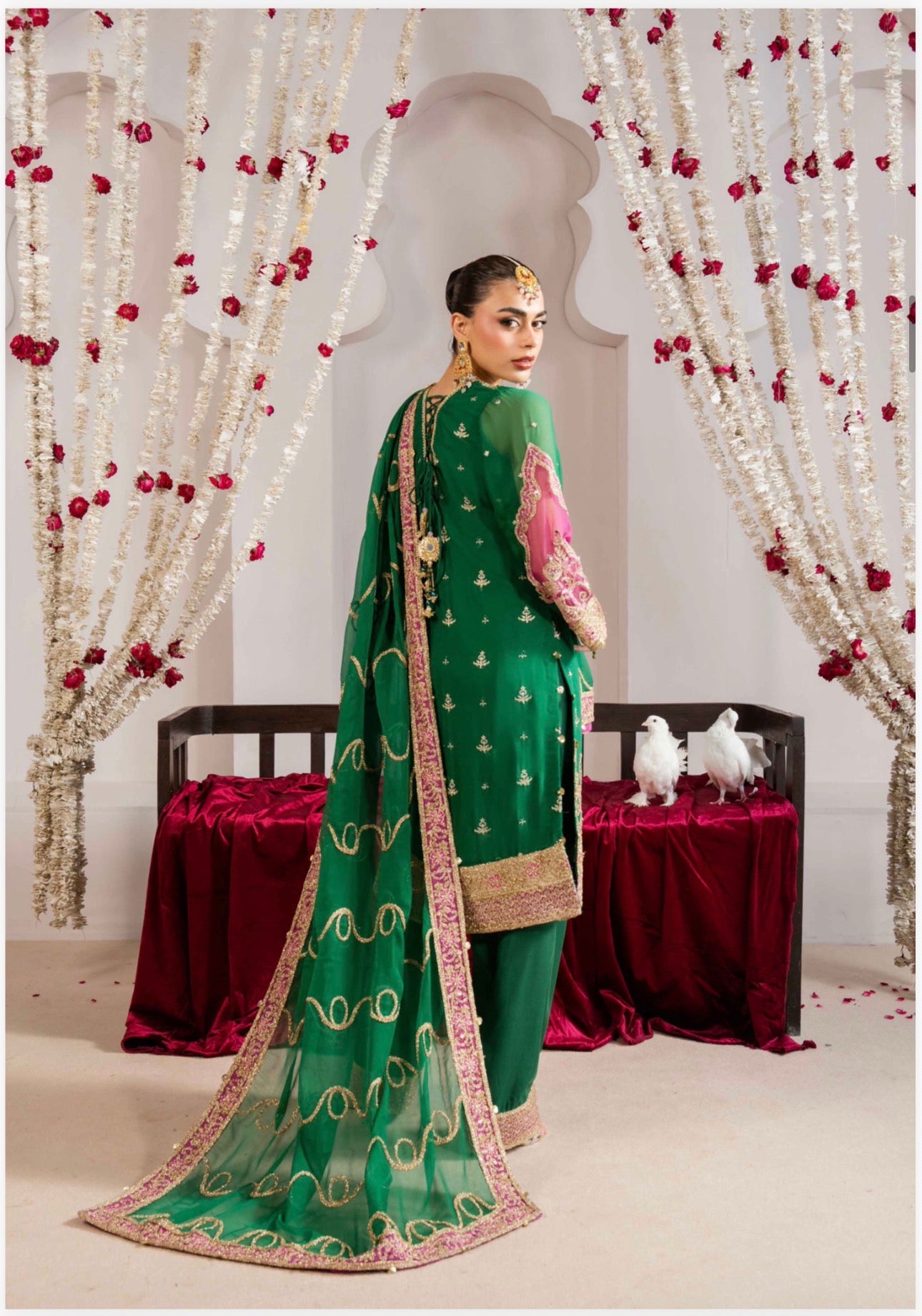 ALANI Emerald Green- 3 pieces heavy Embroidered suit