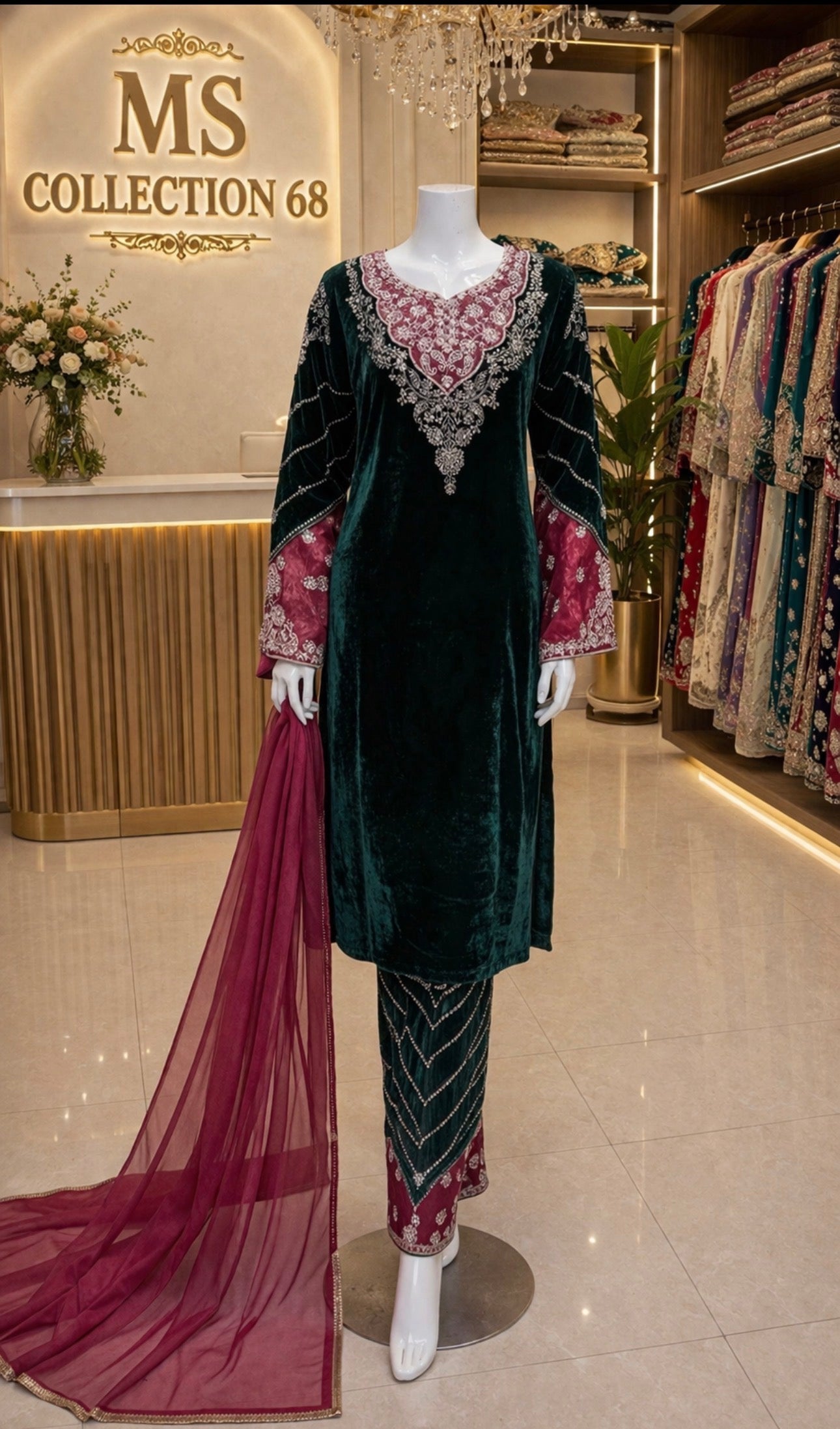 AYAA- 3 pieces Embroidered VELVET suit