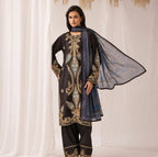 M Prints inspired Embroidered 3-Piece Suit | Pakistani Designer Dress