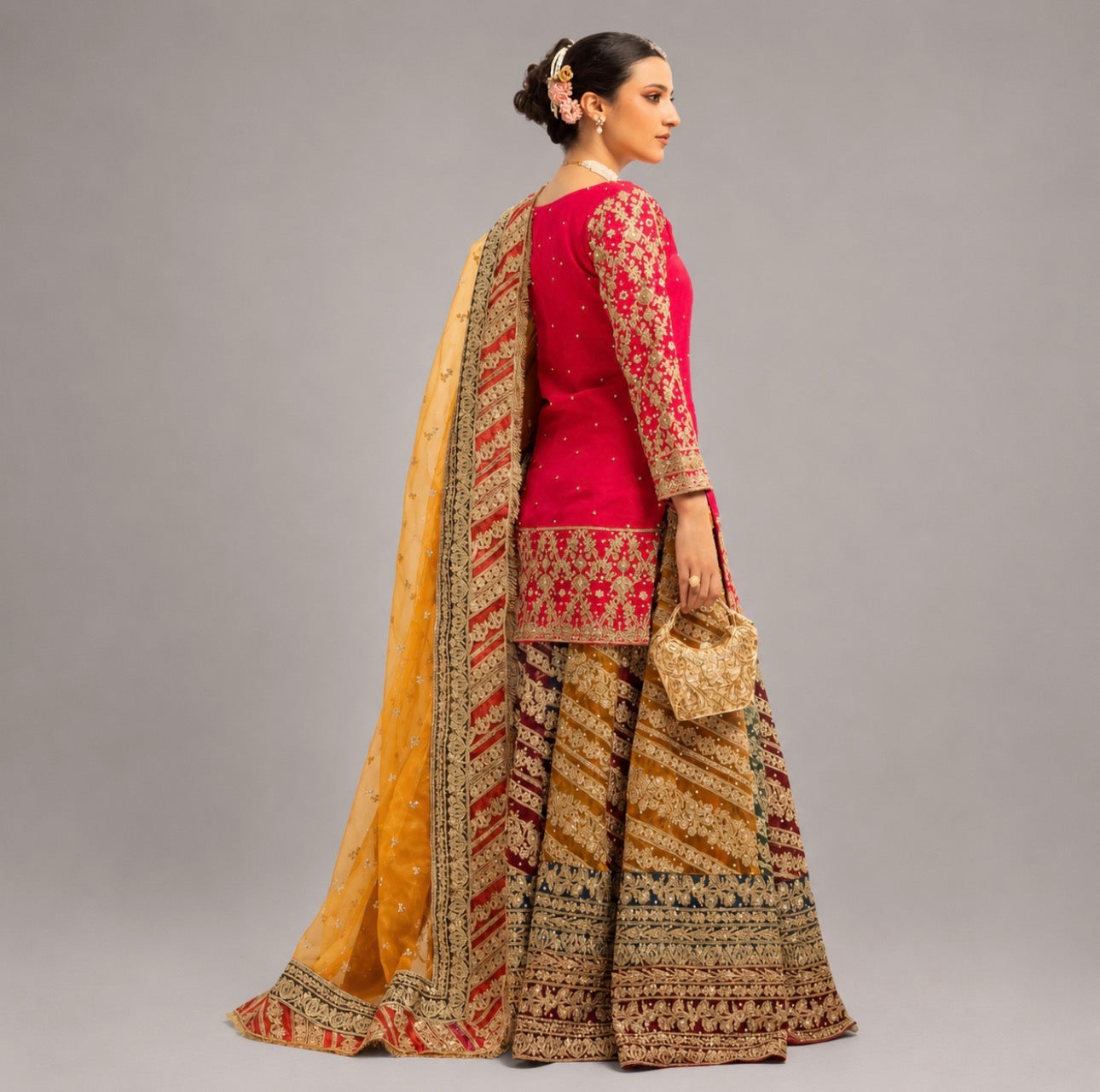 MEHNDI KI RAAT- 3 piece Embroidered Bridal Mayon/Mehndi Lehenga Dress