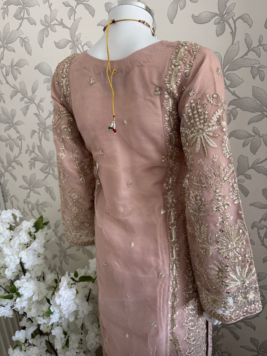 AFROZ Blush Pink- 3 piece Embroidered soft Organza suit