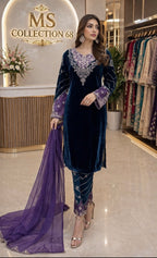 AYAA- 3 pieces Embroidered VELVET suit