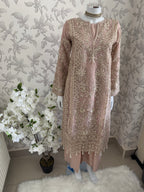 AFROZ Blush Pink- 3 piece Embroidered soft Organza suit