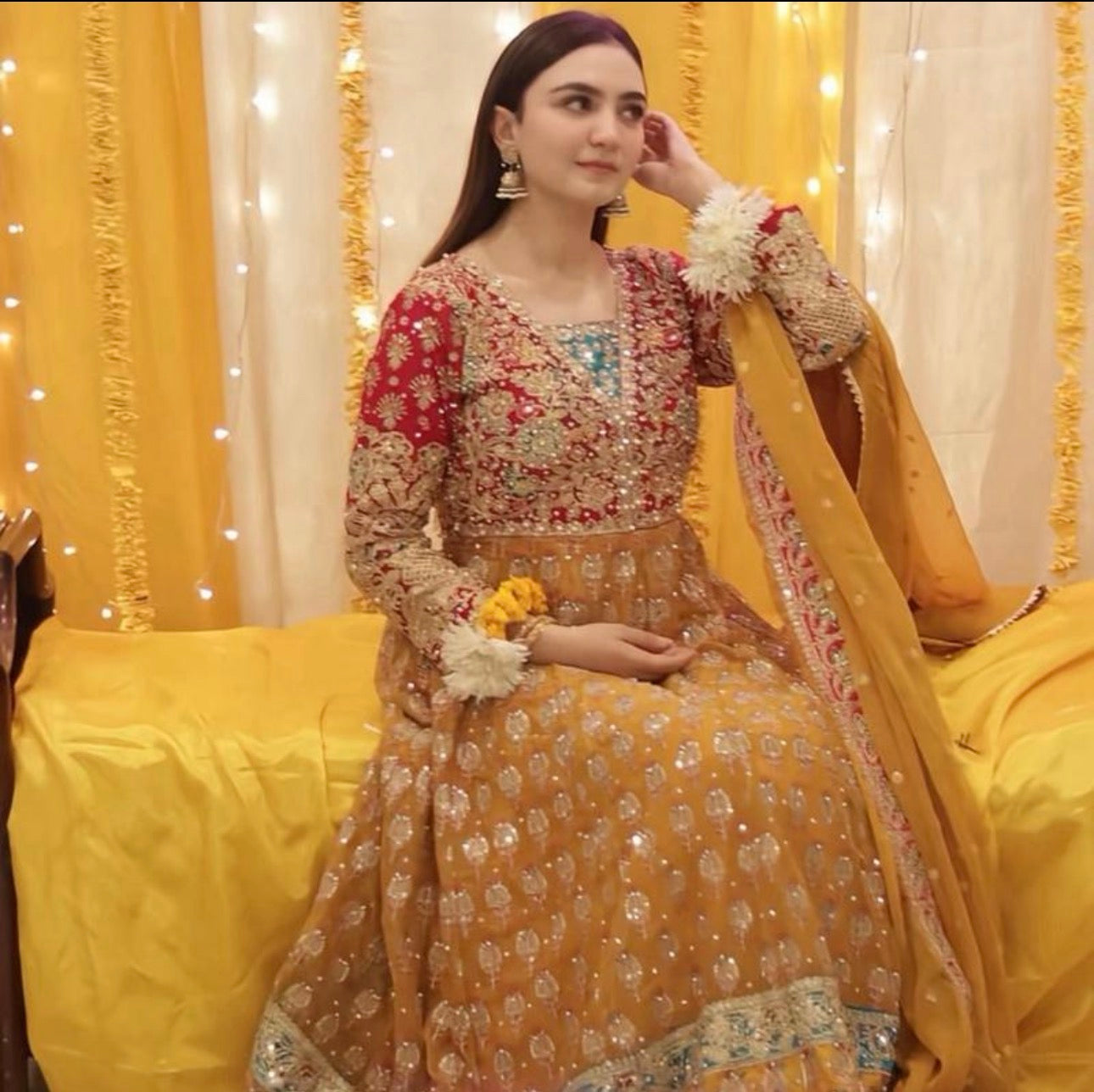 HASEENA-heavy Embroidered Bridal Chiffon Maxi dress