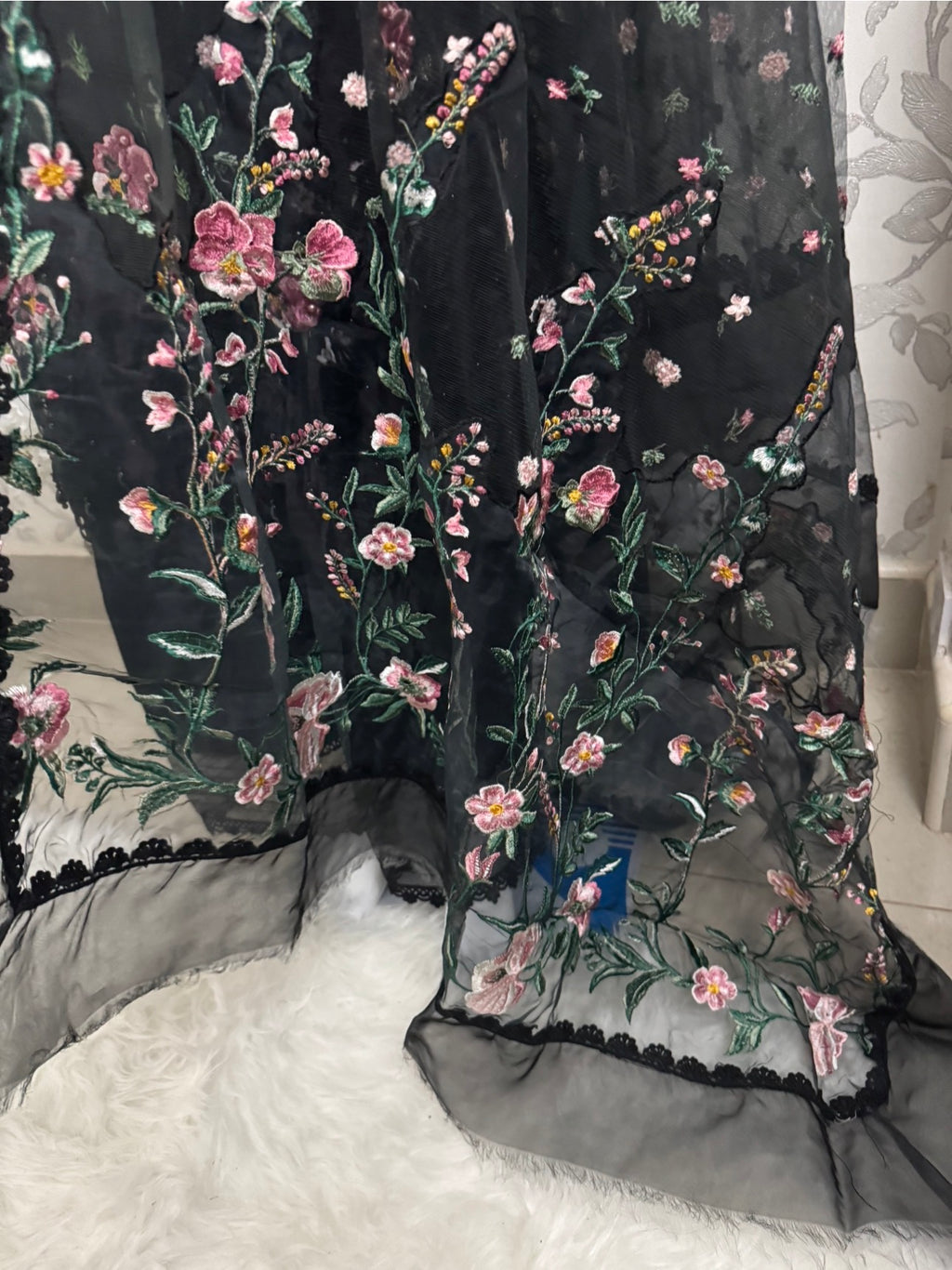 Black Floral-3 piece Embroidered Lawn Suit