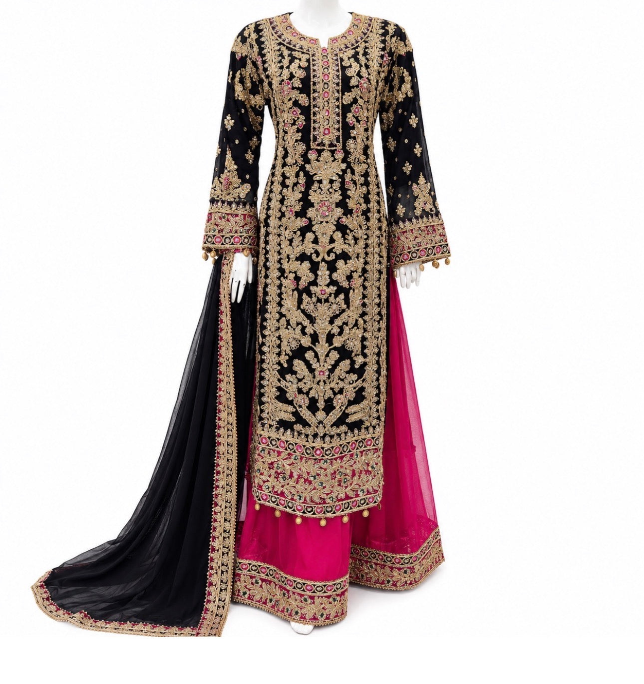 AYLAA- 3 piece heavy Embroidered Chiffon Suit