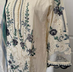Azure Bloom- 3 piece Luxury Embroidered Suit