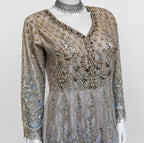 MASHAL- 3 pieces Embroidered Net Maxi Dress with embroidered organza Duppatta
