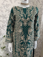 AFROZ Emerald- 3 piece Embroidered soft Organza Suit