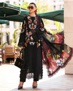 Midnight Bloom- 3 piece Luxury Embroidered Lawn Suit