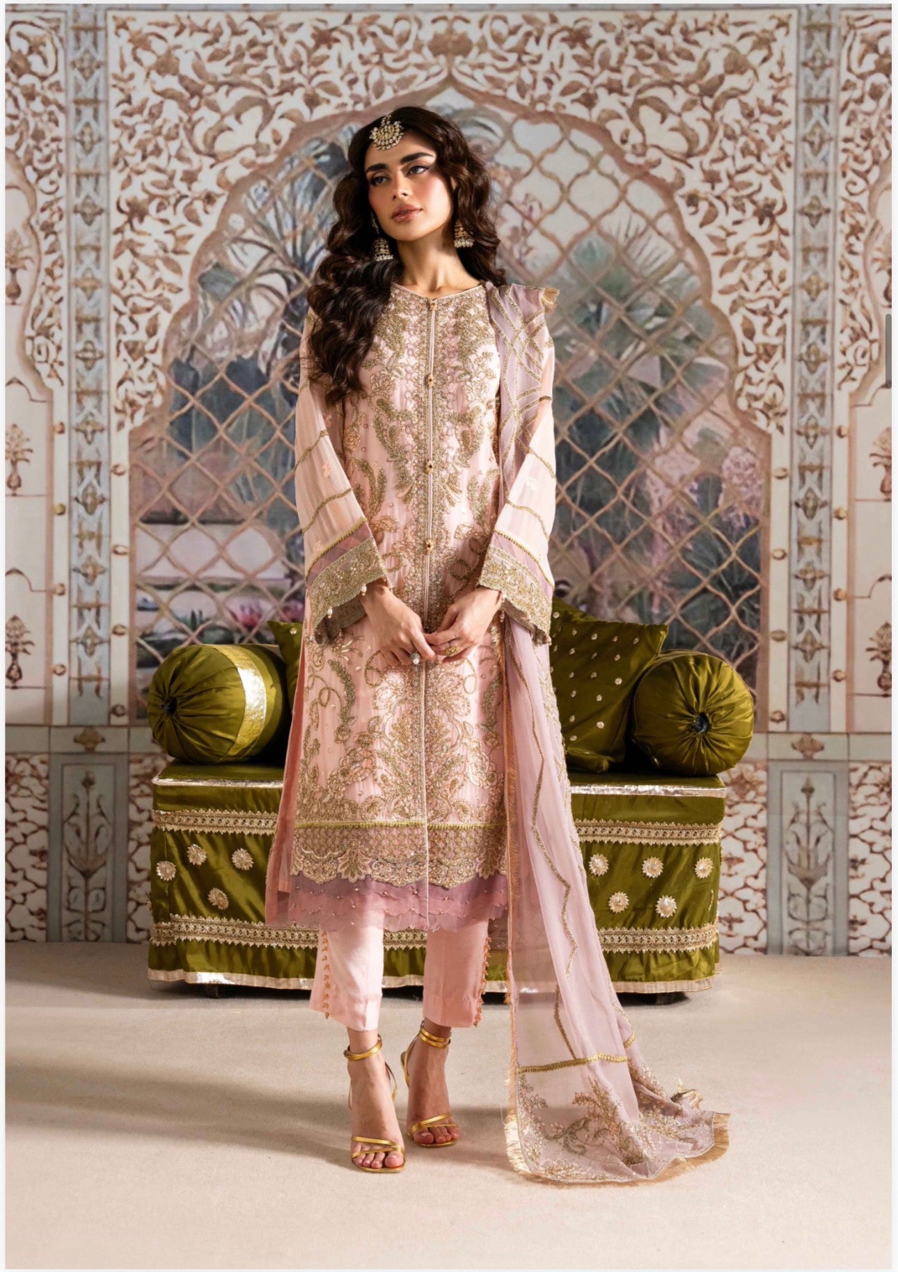 ALANI Blush Pink- 3 pieces Embroidered chiffon Suit